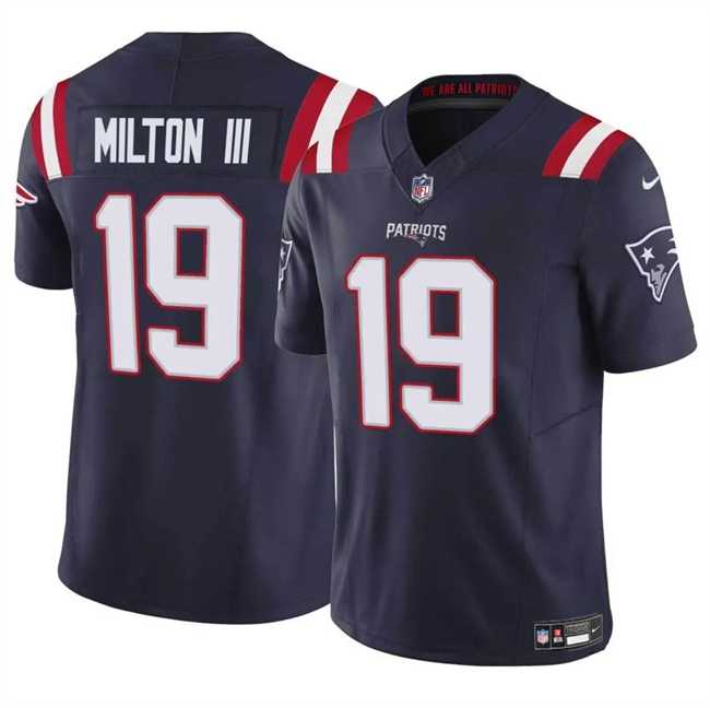 Men & Women & Youth New England Patriots #19 Joe Milton III Navy 2024 F.U.S.E. Vapor Limited Football Stitched Jersey